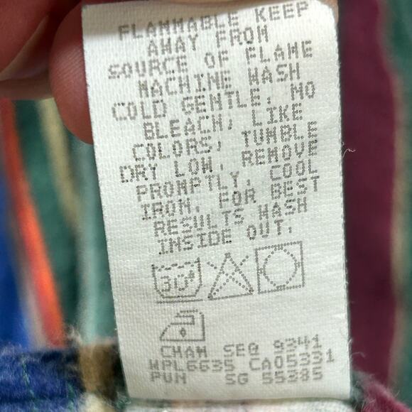 Vintage Woolrich Flannel Shirt 90s Multi Stripe Button Down Size L USA - Picture 6 of 9